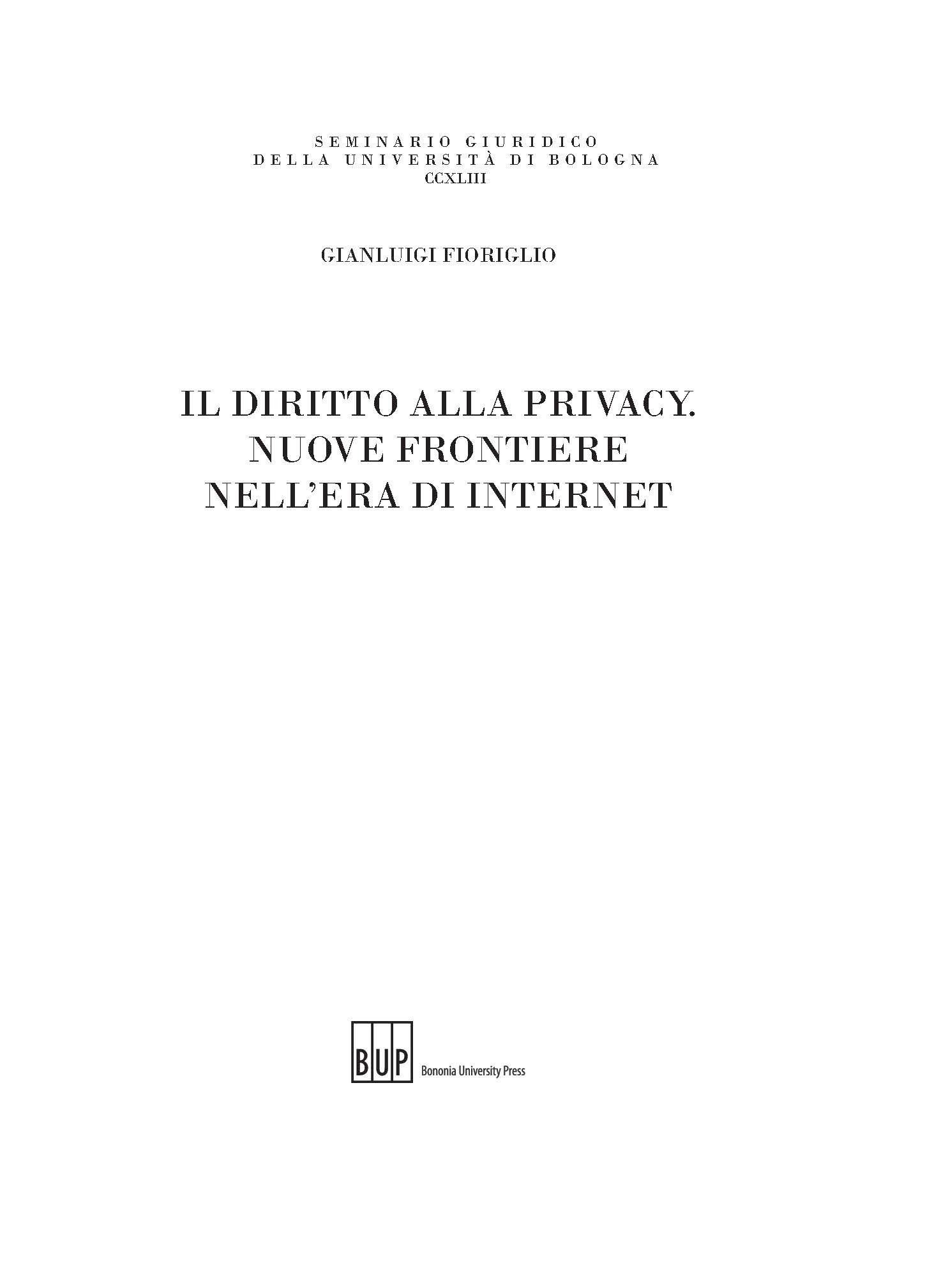 Il diritto alla privacy - Bologna University Press