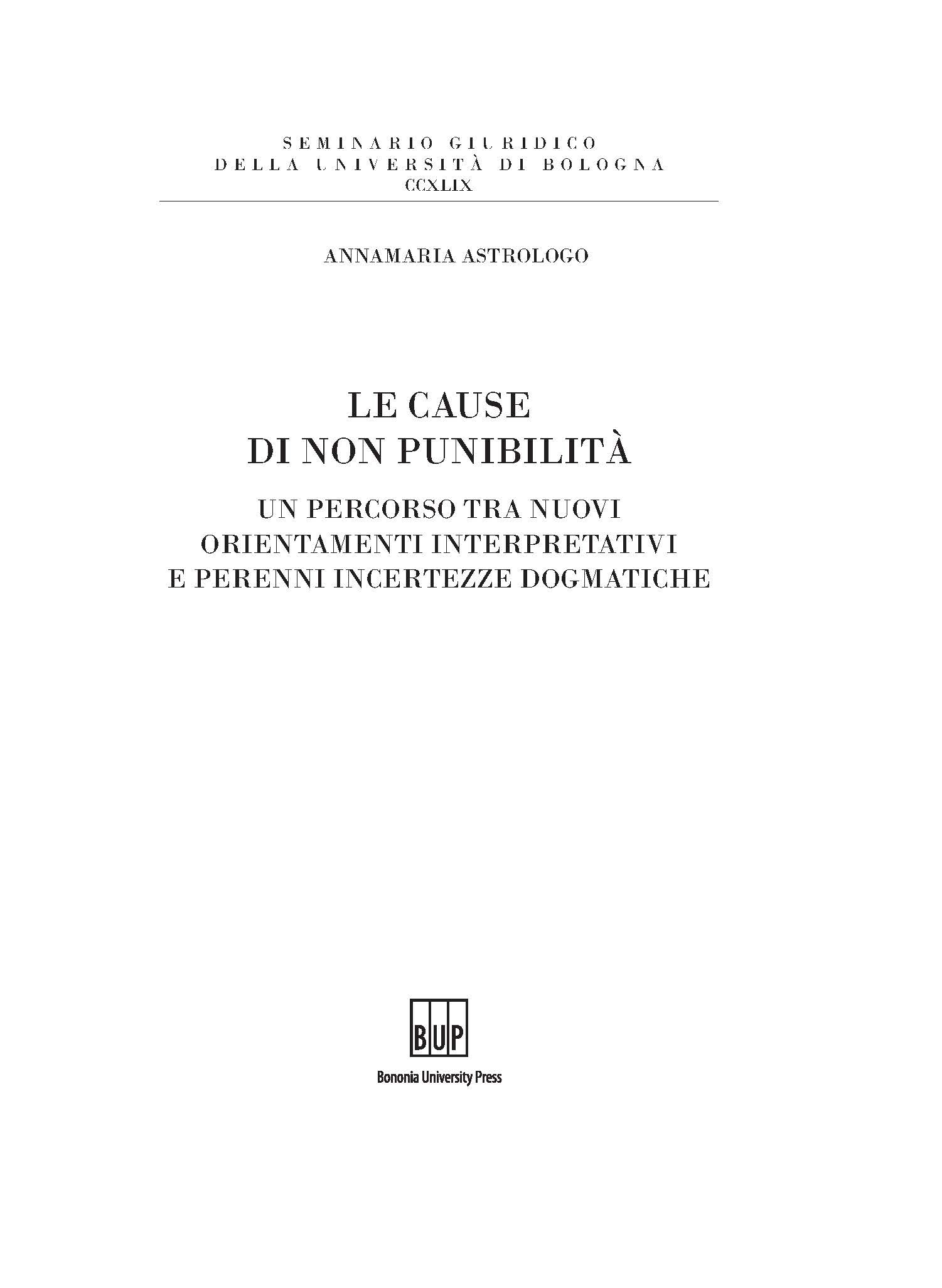 Le cause di non punibilità - Bologna University Press