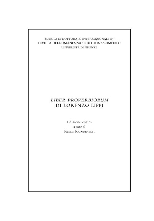 Liber proverbiorum di Lorenzo Lippi - Bologna University Press